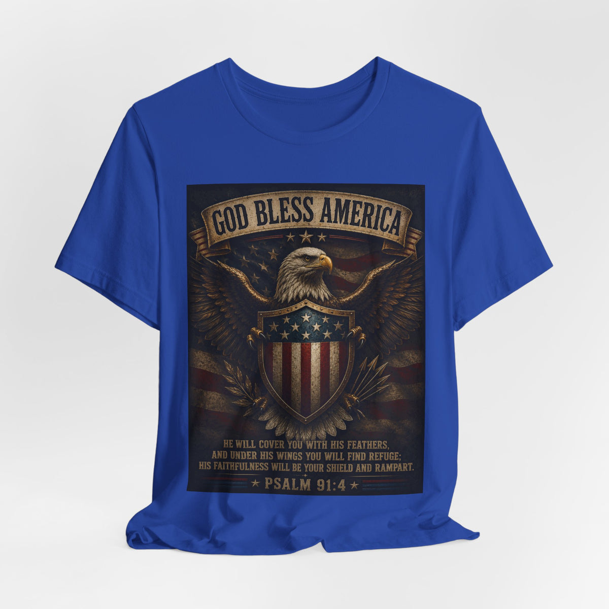 God Bless America Eagle T-Shirt – Patriotic Psalm 91:4 Graphic Tee