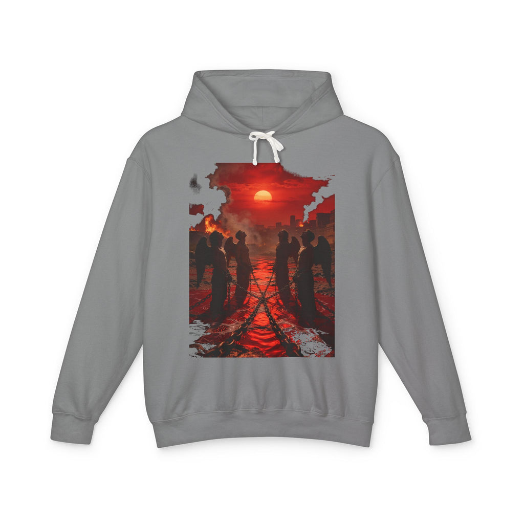 RevelRevelation 9 reveals four fallen angels bound in the Euphrates Riveration 9 reveals four fallen angels bound in the Euphrates RiverHoodie