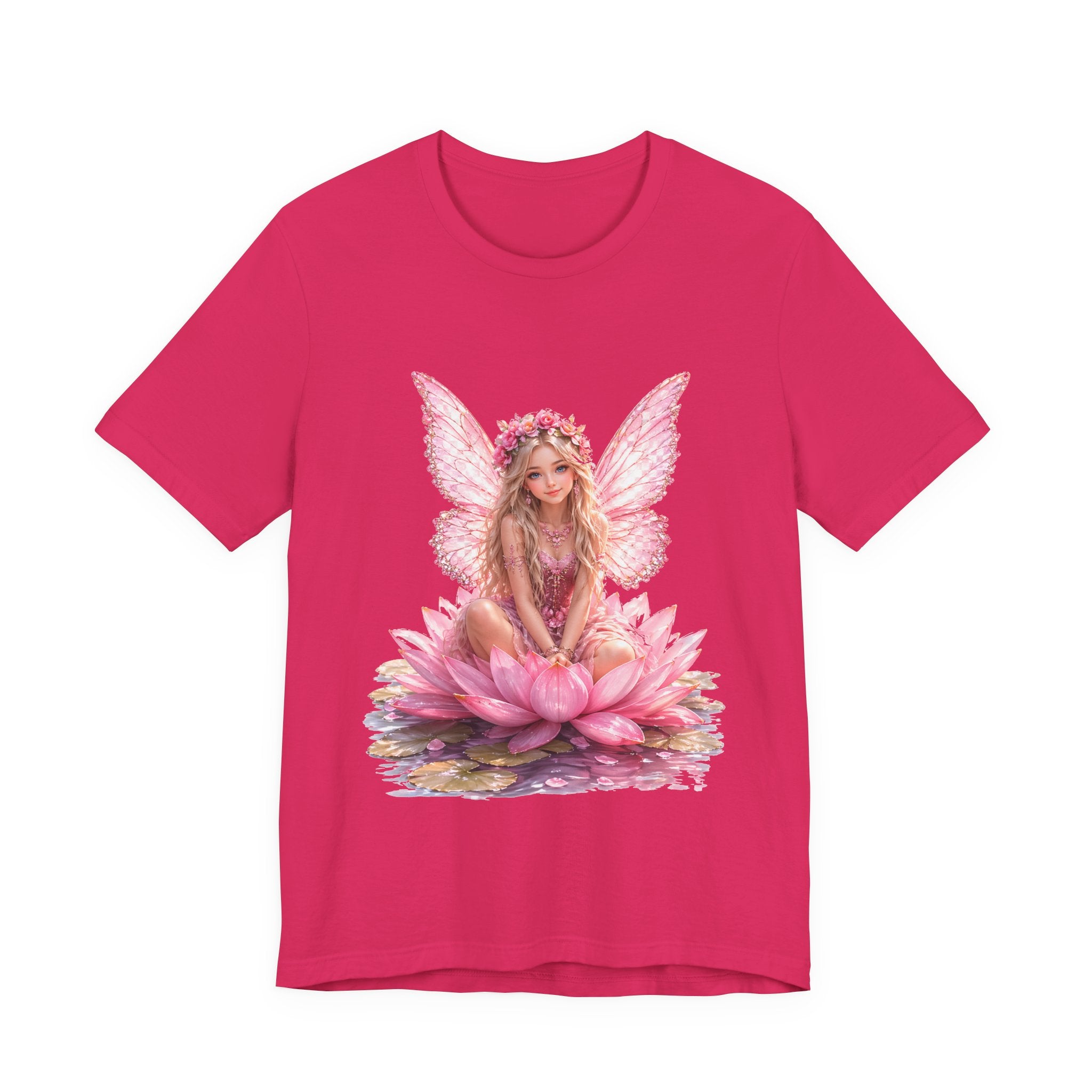 Pink Lotus Fairy T-Shirt — Floral Fairy Sitting on Lotus Graphic Tee