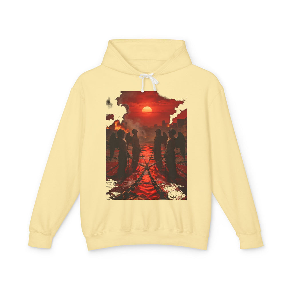 RevelRevelation 9 reveals four fallen angels bound in the Euphrates Riveration 9 reveals four fallen angels bound in the Euphrates RiverHoodie