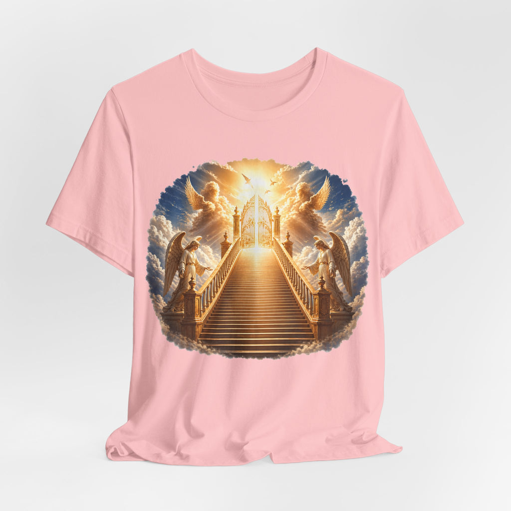 Heavenly Golden Stairway T‑Shirt — Angelic Gates Spiritual Tee