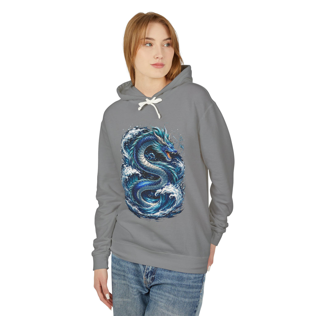 Dragon Wave Hoodie — Blue Sea Serpent Graphic Sweatshirt