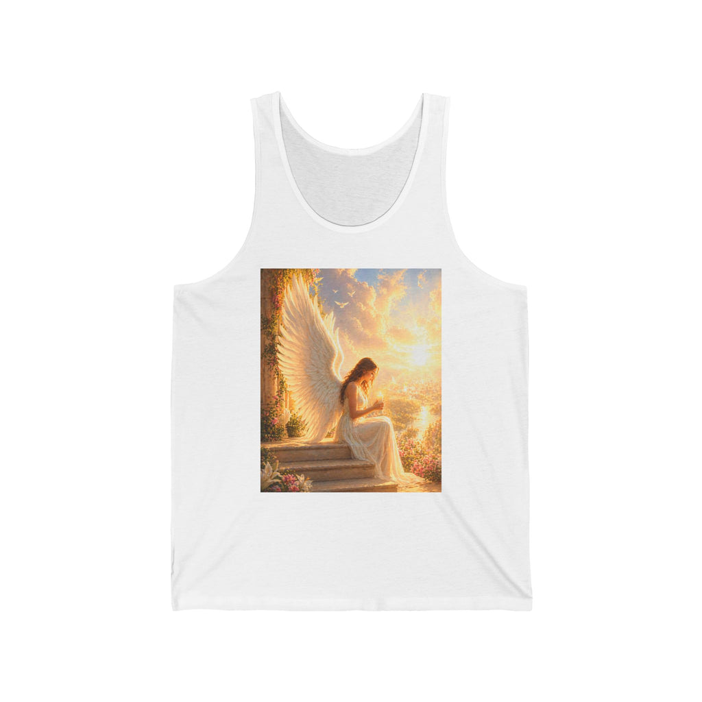 Angel Wings Tank Top — Serene Guardian Sunset Graphic Tank