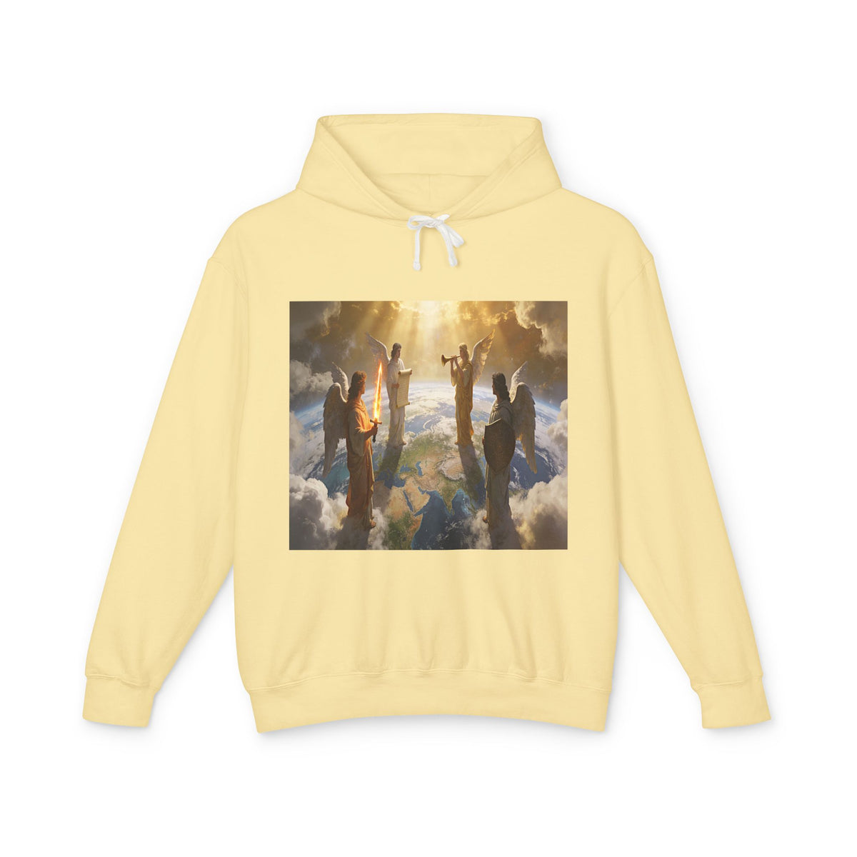 The Seven Trumpets-Angel Choir Hoodie — Heavenly Light Spiritual Graphic Pullover