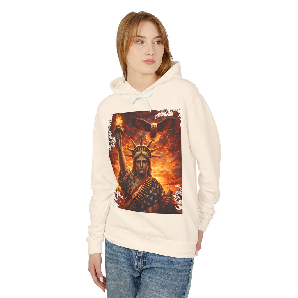 Statue of Liberty Flame Graphic Hoodie — Patriot Fire Art Sweatshirt