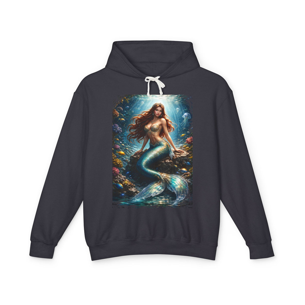 Mermaid Art Hooded Sweatshirt — Mystical Ocean Fantasy Hoodie