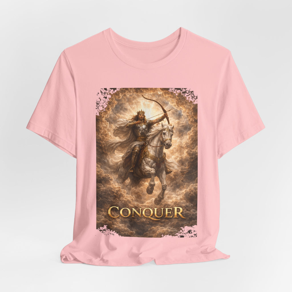 The white horse from Revelation 6:1-2! T‑Shirt — "Conquer" Warrior Archer Graphic Tee