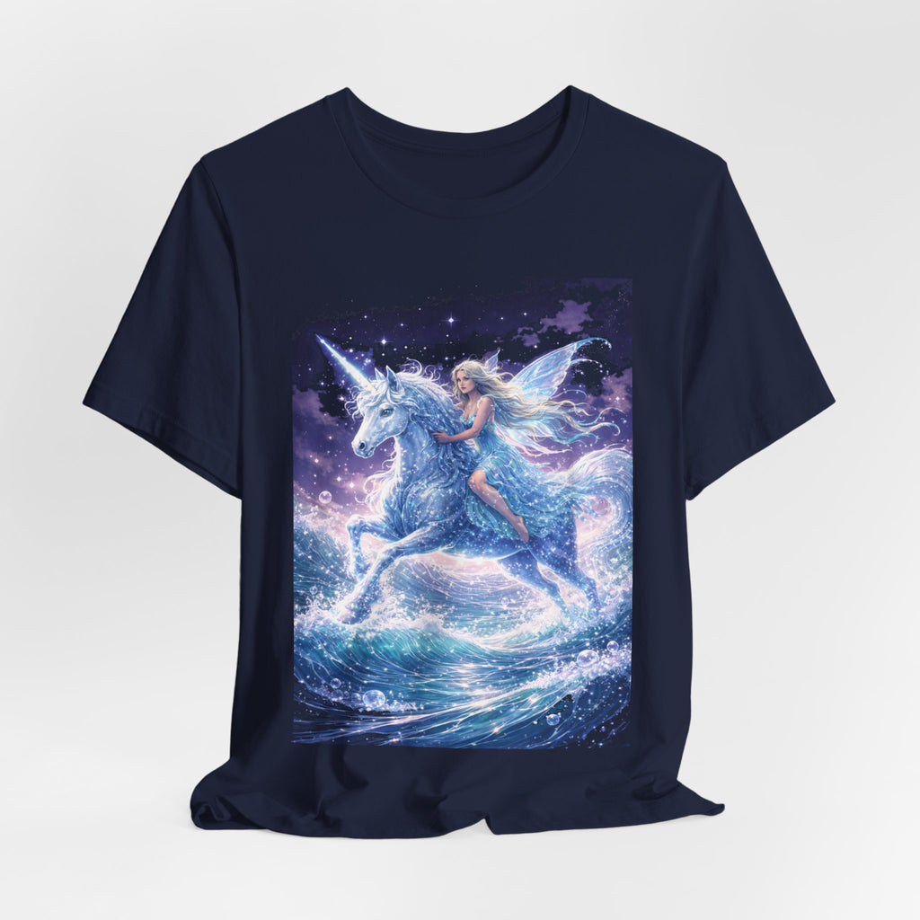 Mystical Unicorn Rider T‑Shirt – Fantasy Pegasus Night Sky Graphic Tee