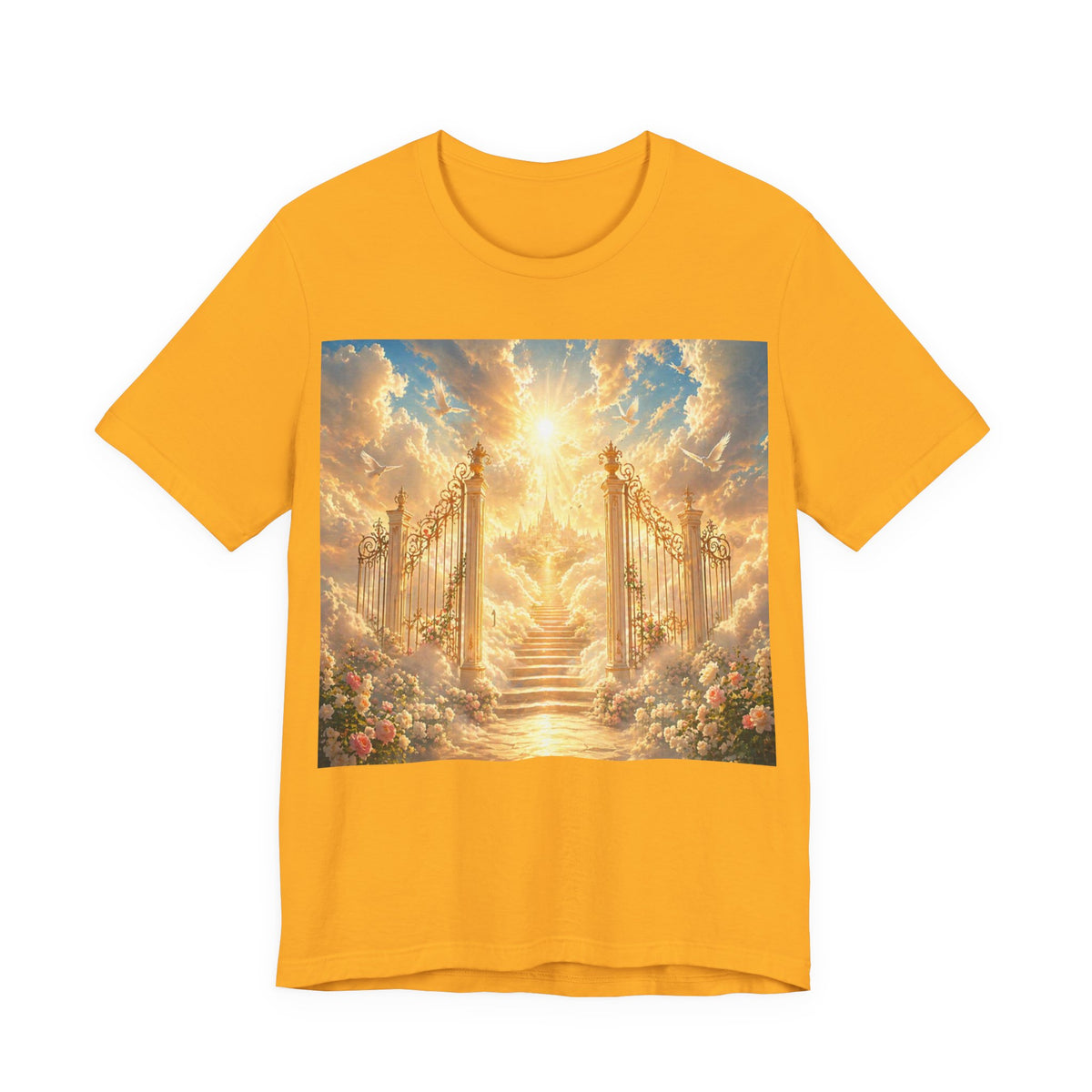 Heavenly Gates Graphic Tee — Celestial Stairs & Sunlight T-Shirt