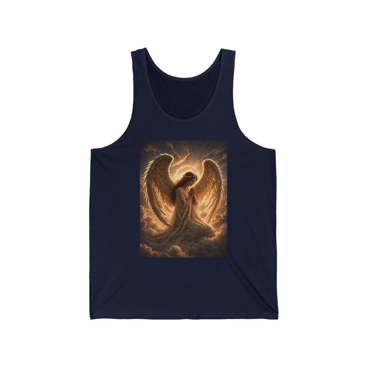 Angel Prayer Tank Top — Radiant Guardian Wings Spiritual Graphic Tank