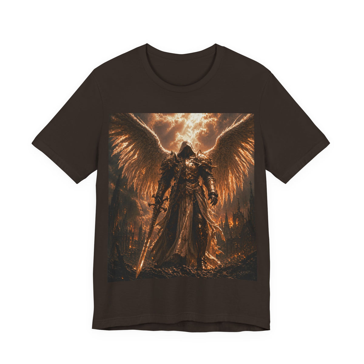 Angel of Fury Graphic Tee — Dark Fantasy Winged Warrior T‑Shirt