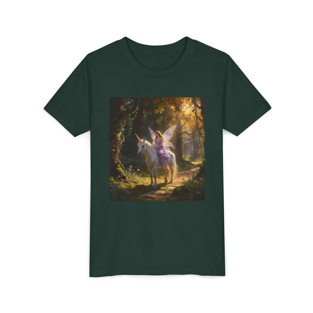 Youth Tee — Enchanted Unicorn & Fairy Forest Graphic