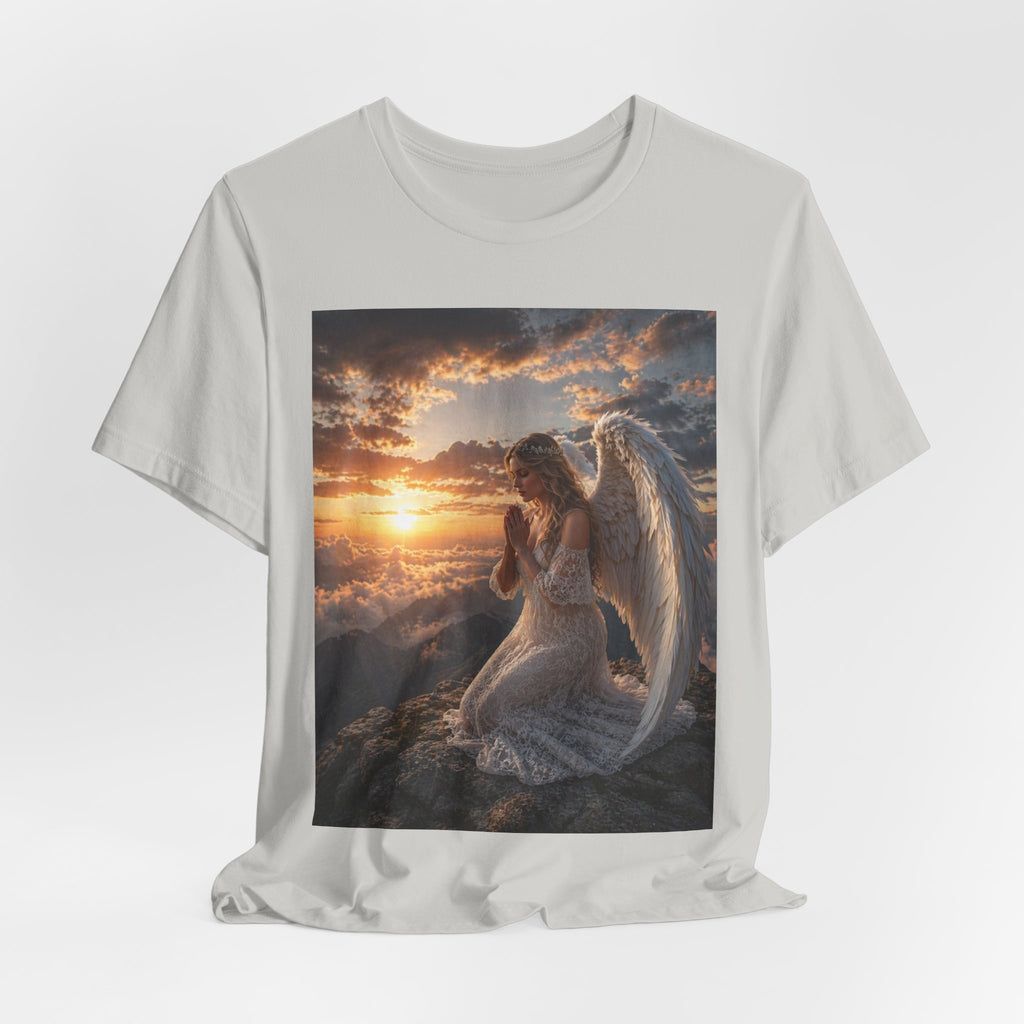 Angel Prayer T‑Shirt — Serene Winged Angel Sunset Tee
