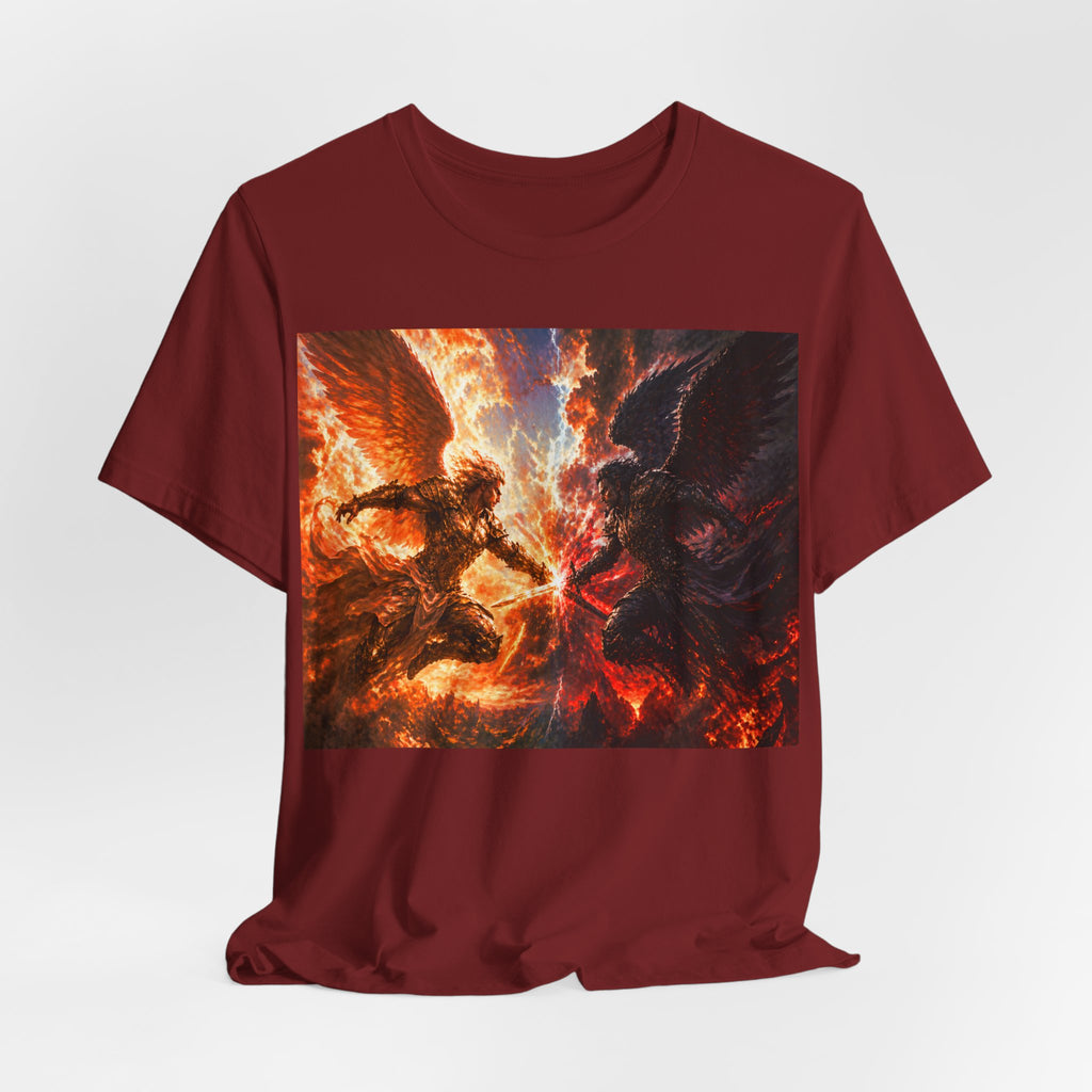 Angel vs Demon Battle T-Shirt — Fiery Fantasy Art Graphic Tee