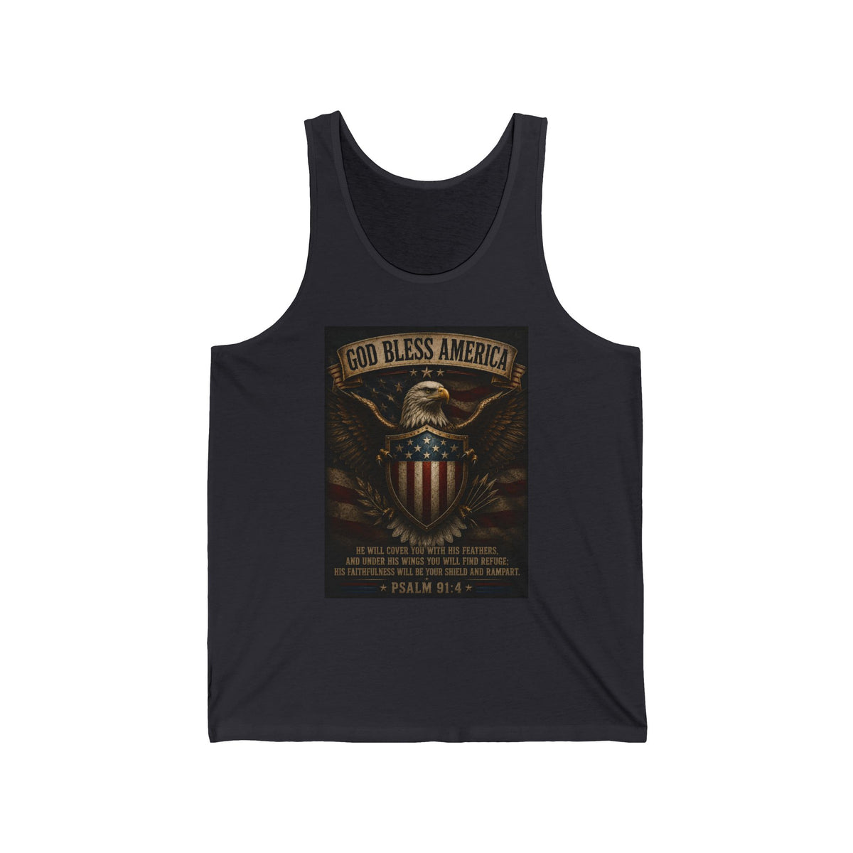 God Bless America Eagle Shield Tank Top – Patriotic Psalm 91 Military Tribute