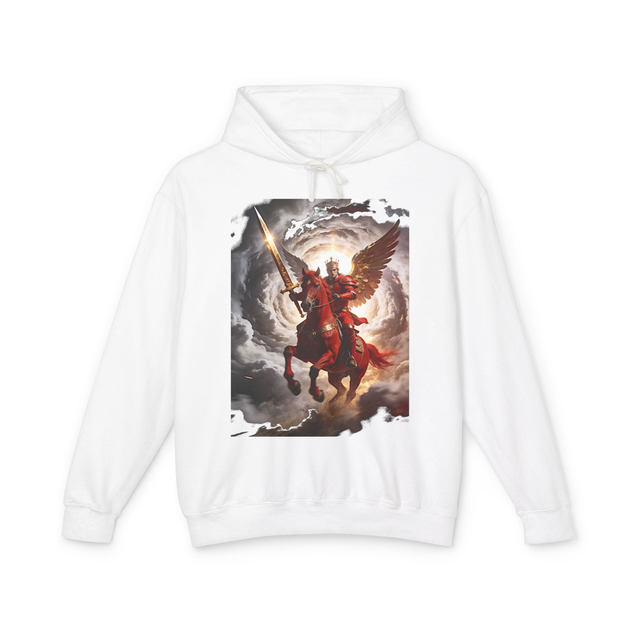 Archangel Warrior Hoodie — Saint Michael Celestial Battle Graphic Sweatshirt