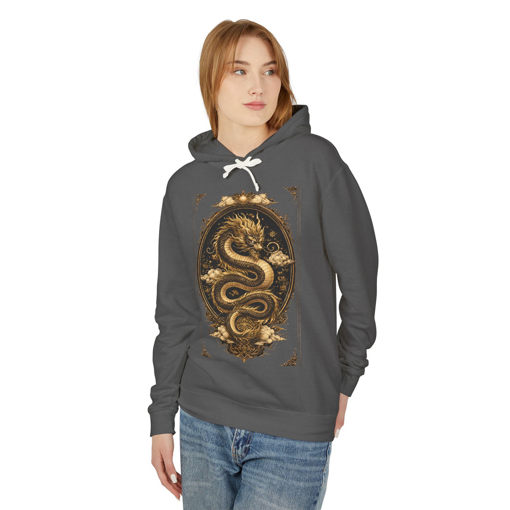 Golden Dragon Hoodie — Vintage Oriental Serpent Graphic Sweatshirt