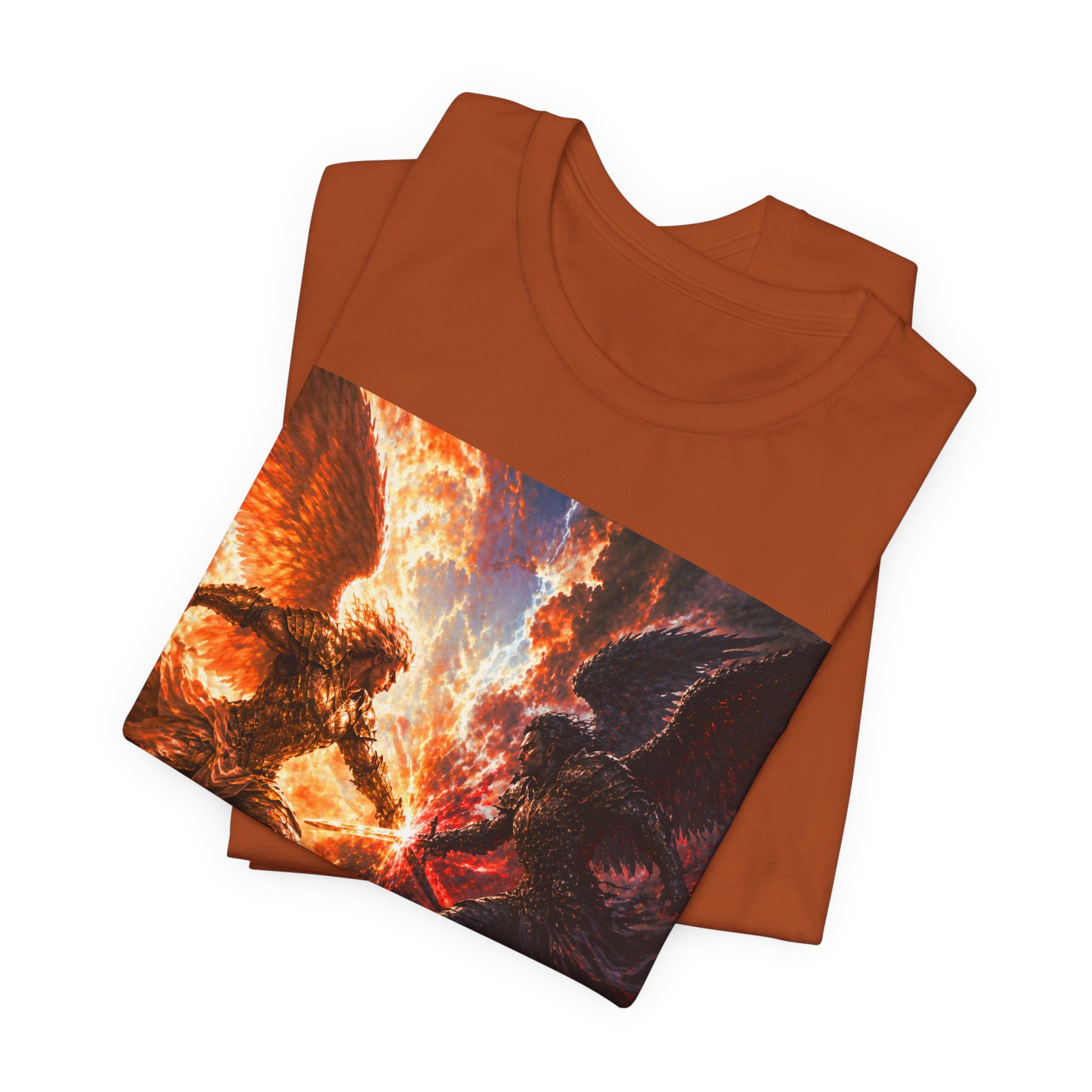 Angel vs Demon Battle T-Shirt — Fiery Fantasy Art Graphic Tee