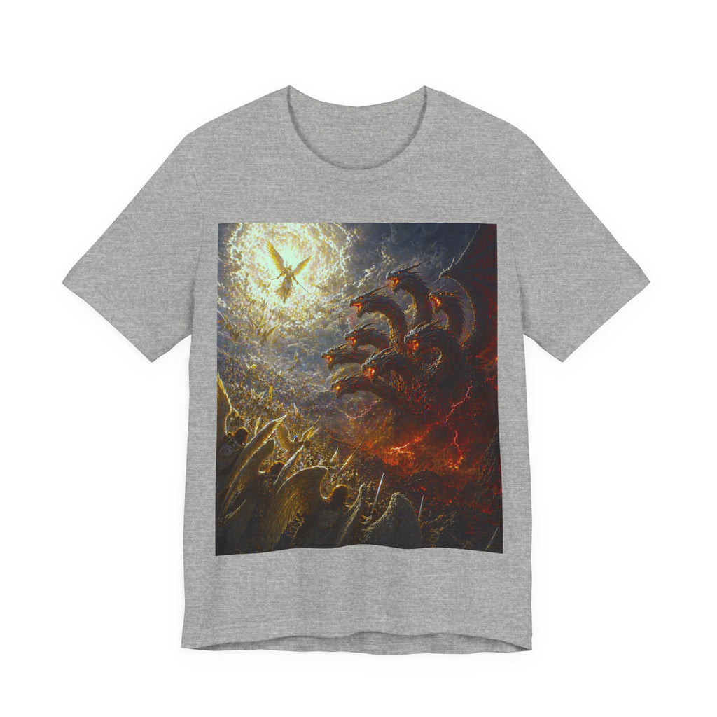 Apocalyptic Angel vs. Satan the 7 headed Dragon Graphic  T-Shirt
