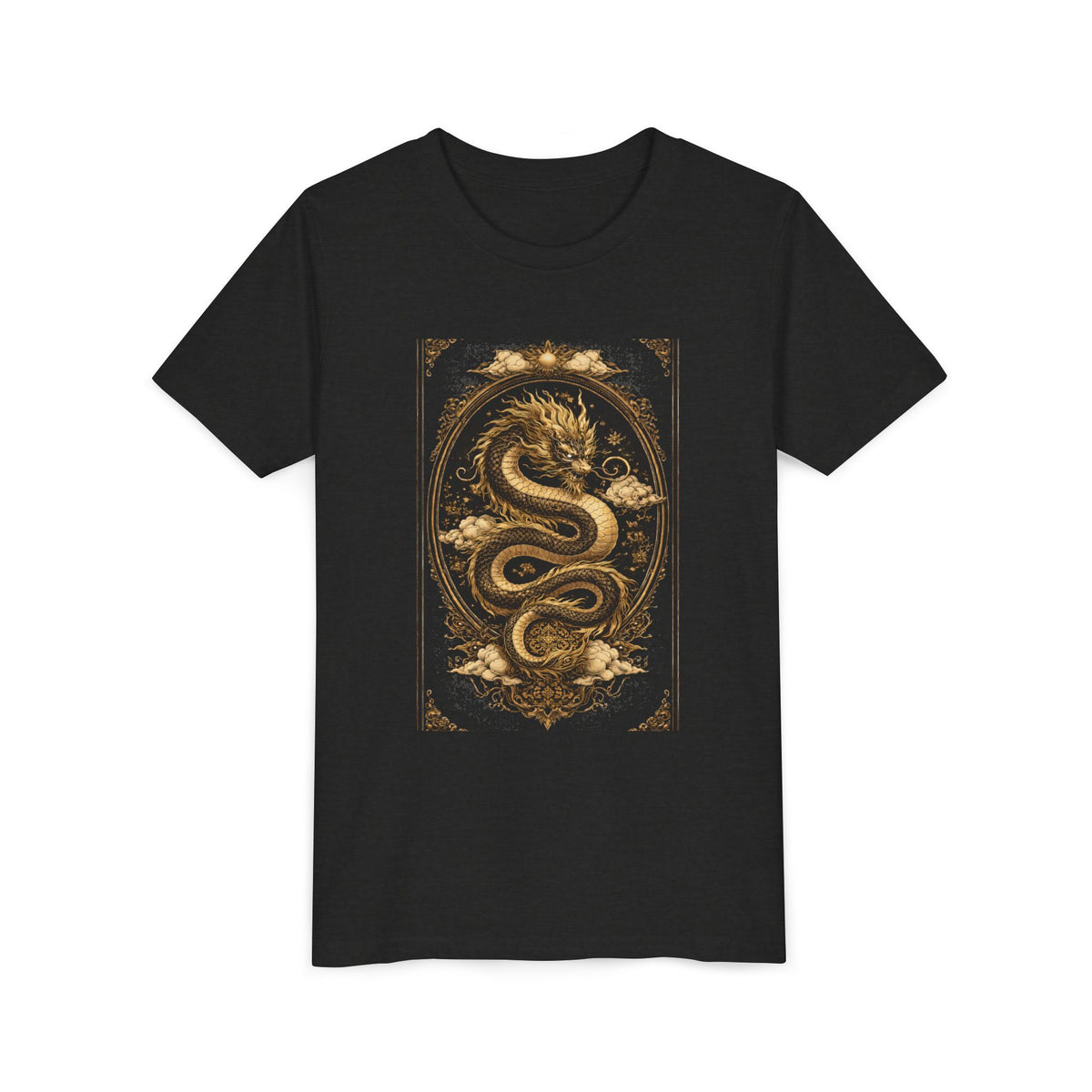 Tee-Gold Dragon Vintage Art Graphic Shirt