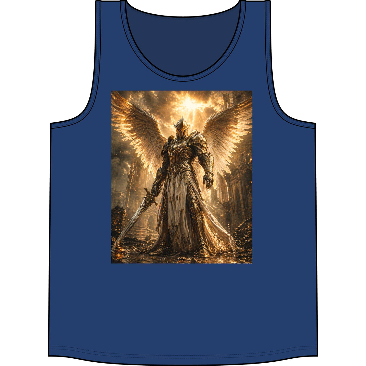 Guardian Angel Warrior Tank Top — Golden Fantasy Armor Concert Tee