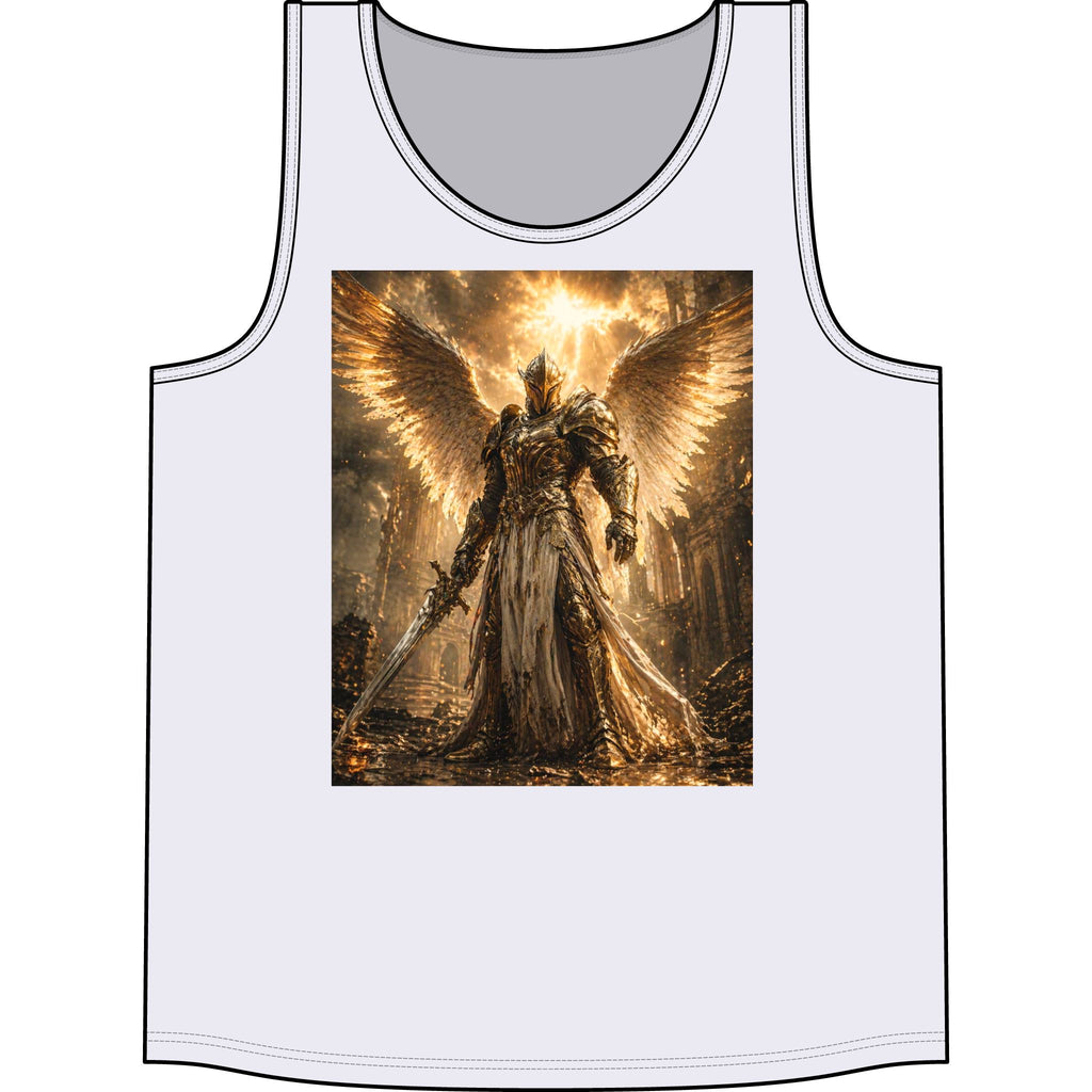 Guardian Angel Warrior Tank Top — Golden Fantasy Armor Concert Tee