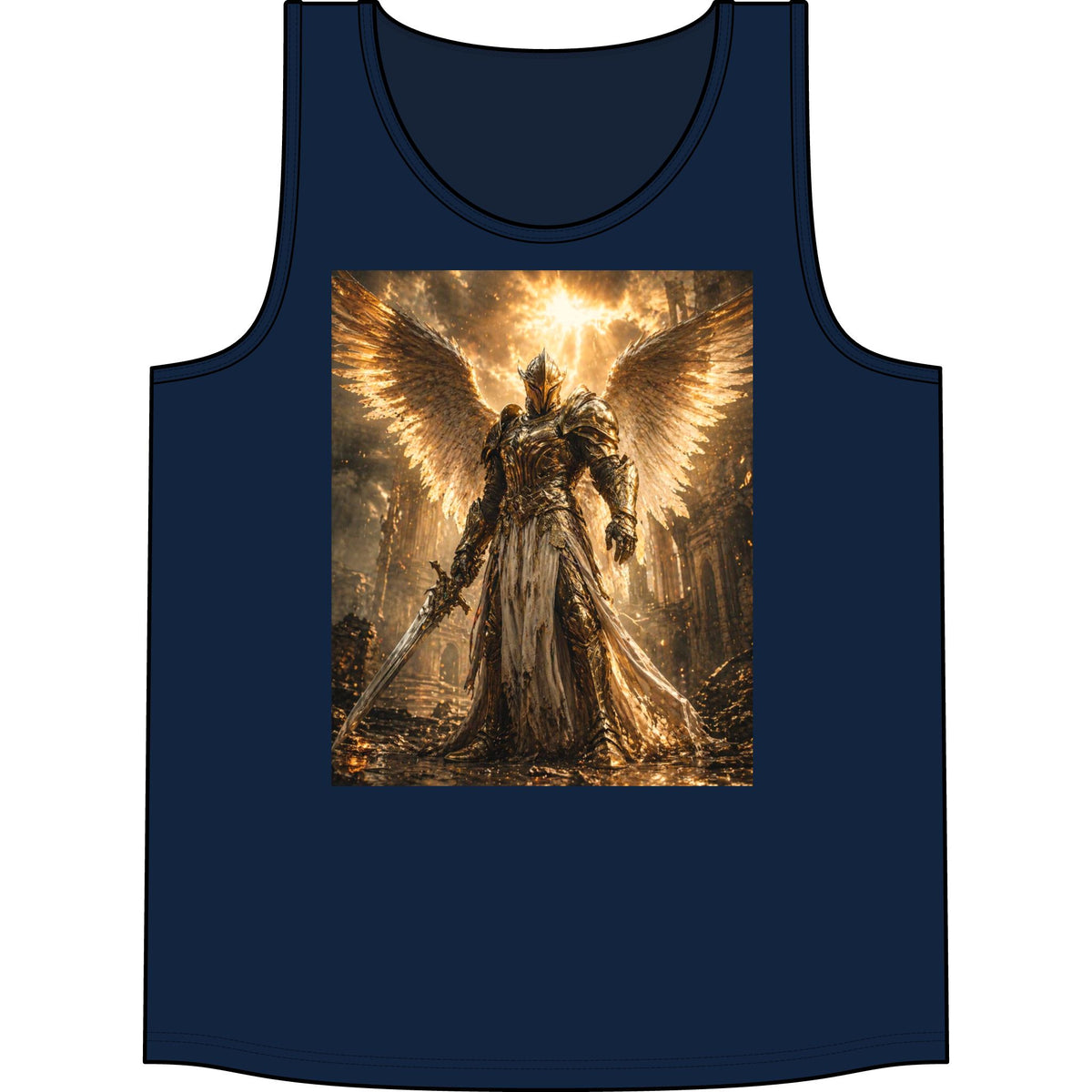 Guardian Angel Warrior Tank Top — Golden Fantasy Armor Concert Tee