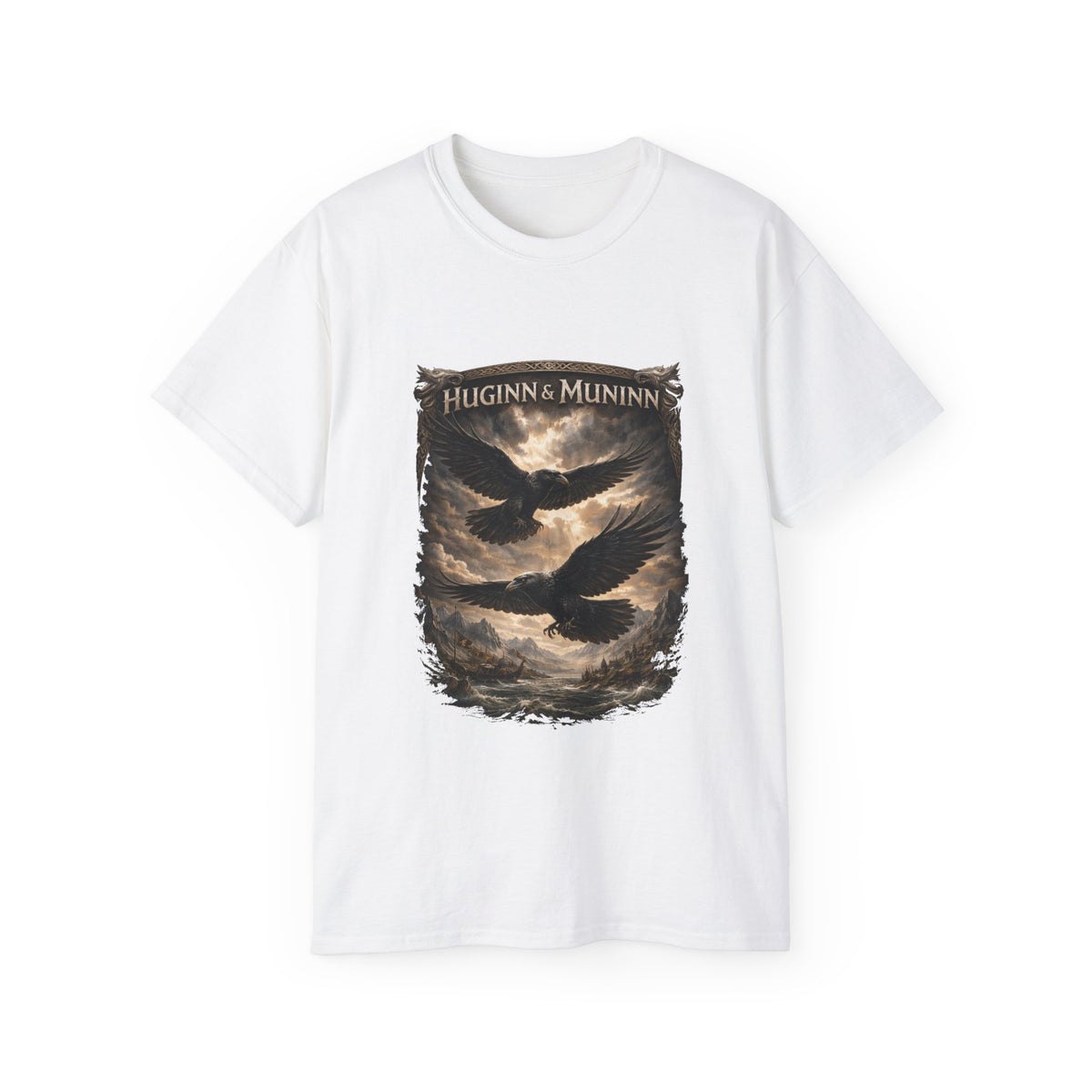 Huginn and Muninn,  are two ravens in Norse mythology who are helping spirits of the god Odin- Cotton Tee