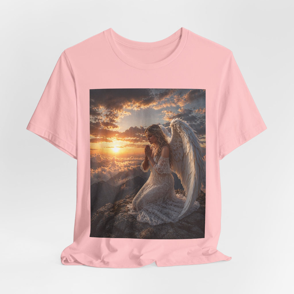 Angel Prayer T‑Shirt — Serene Winged Angel Sunset Tee