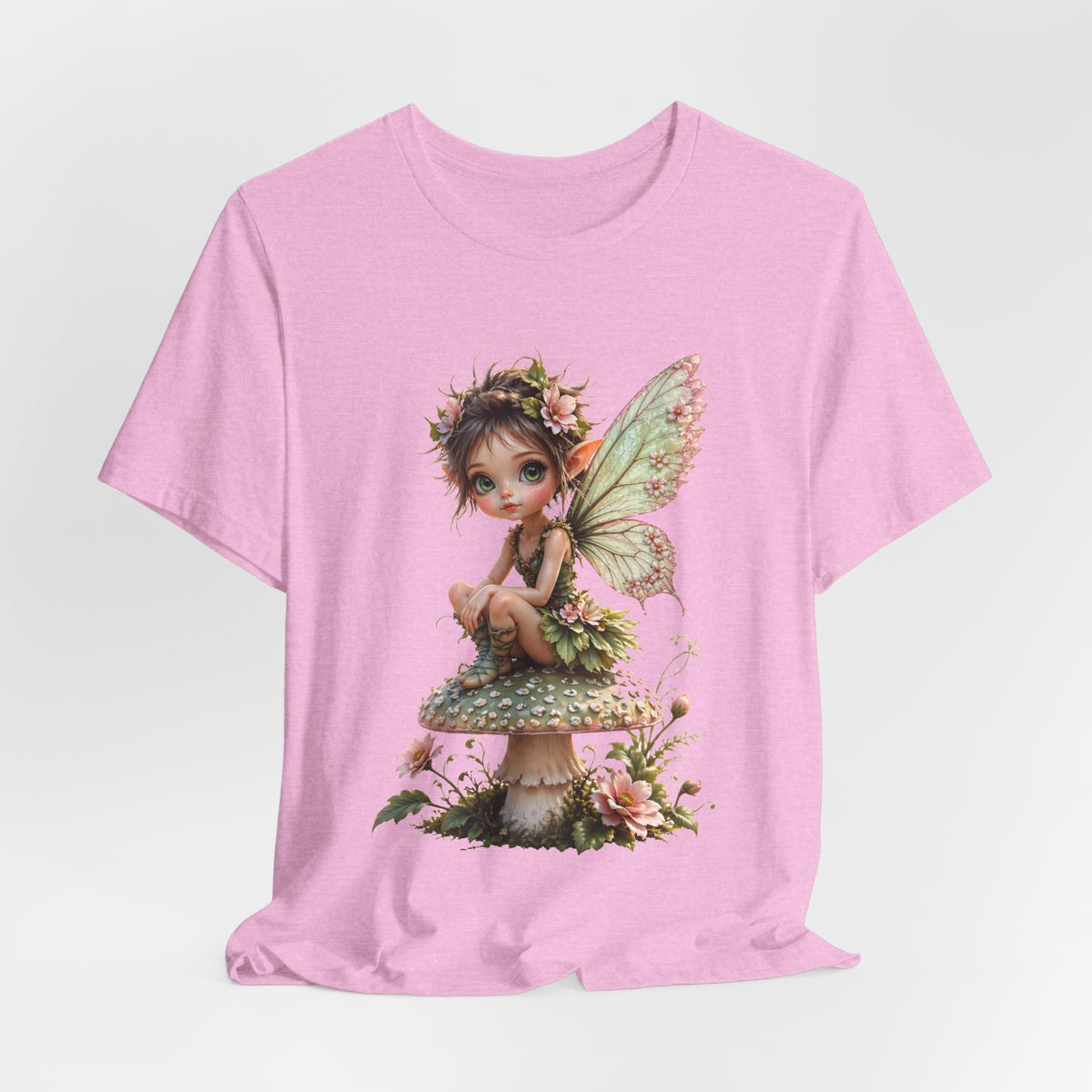 Fairy Mushroom Tee — Cute Woodland Fairy Sitting on Toadstool Graphic T-Shirt