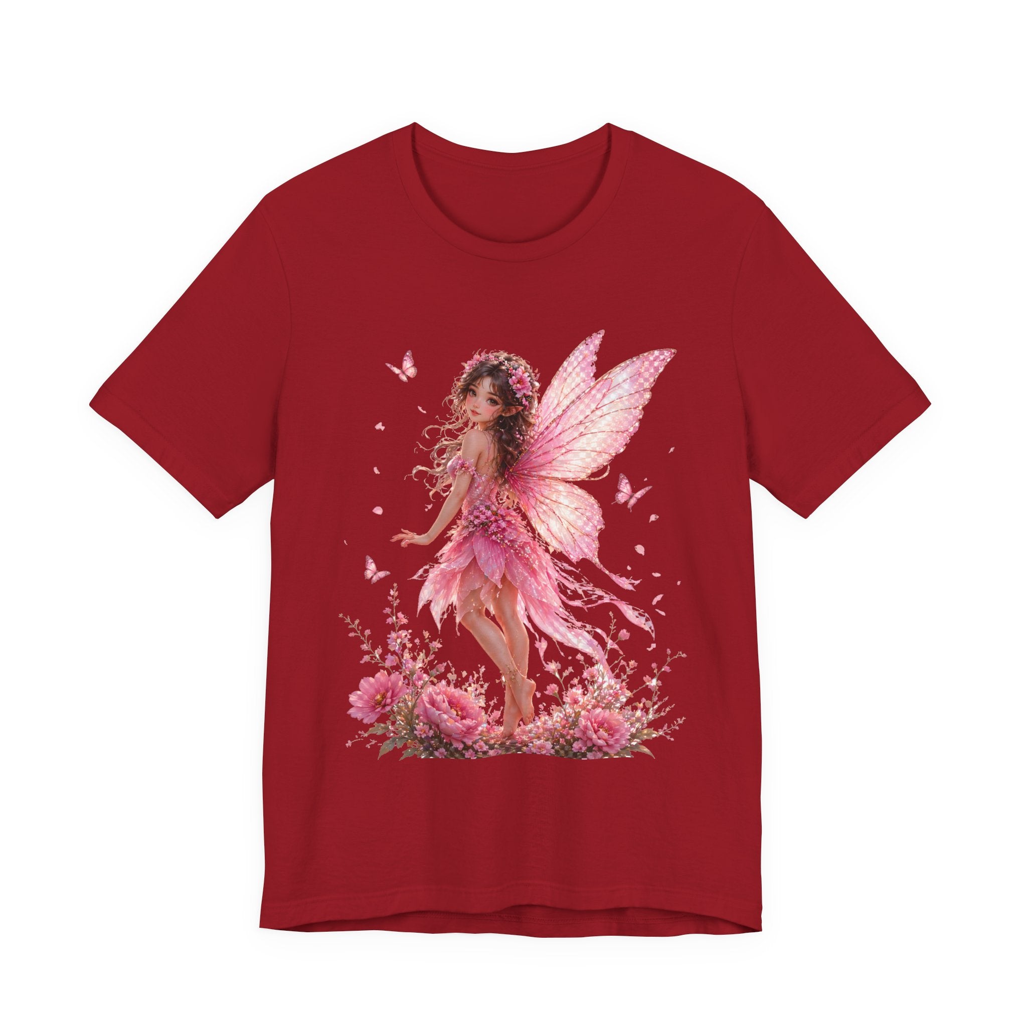 Fairy Wings T‑Shirt — Pink Floral Fantasy Fairy Tee for Women & Girls