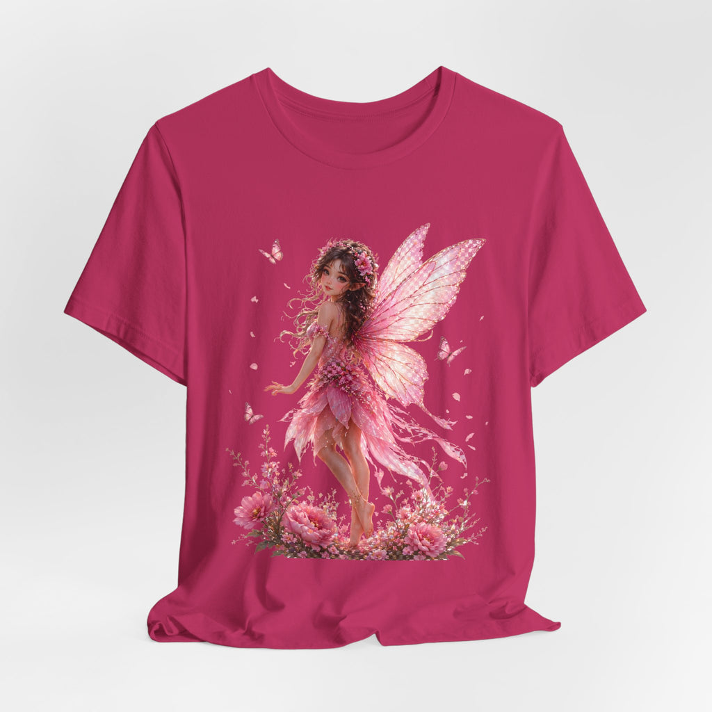 Fairy Wings T‑Shirt — Pink Floral Fantasy Fairy Tee for Women & Girls