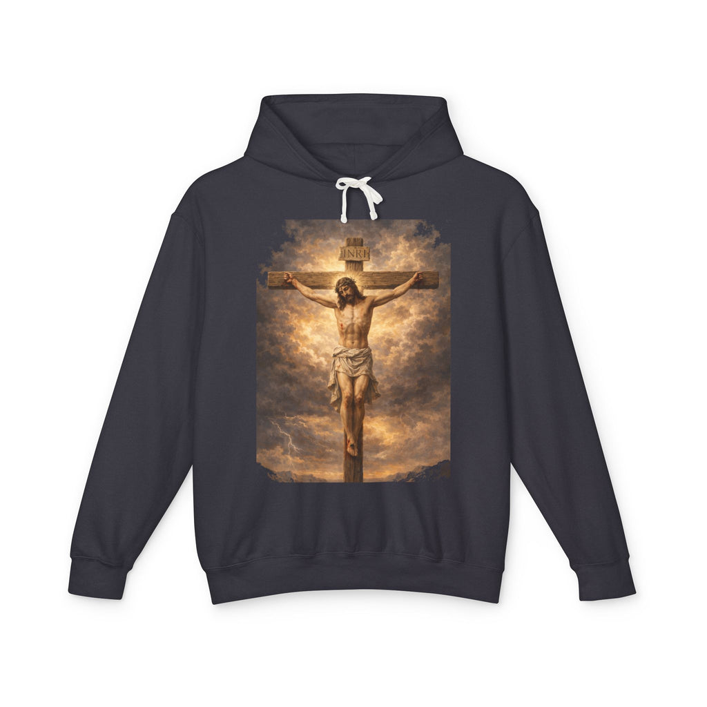 Jesus Crucifixion Hoodie — Christian Faith Graphic Sweatshirt for Easter & Religious Wear
