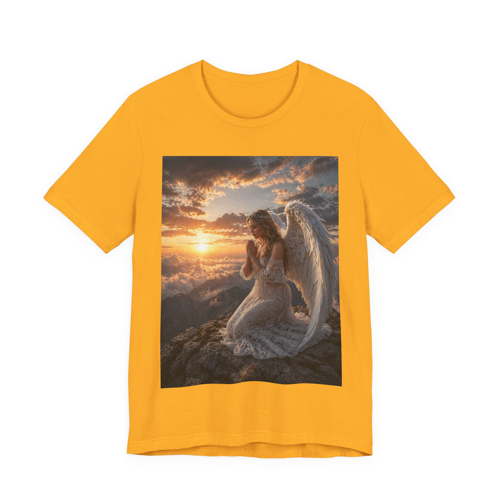 Angel Prayer T‑Shirt — Serene Winged Angel Sunset Tee