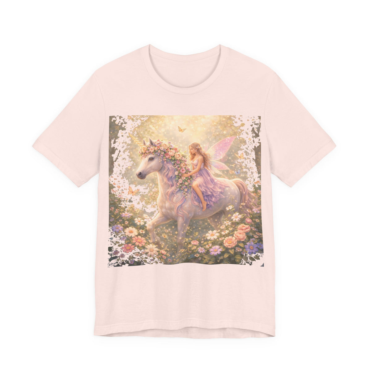 Fairy and Unicorn Tee — Whimsical Garden Fantasy T-Shirt