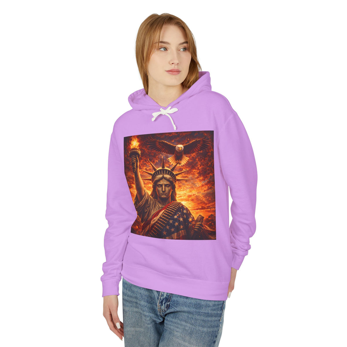 Statue of Liberty Sunset Hoodie — Patriotic American Freedom Sweatshirt