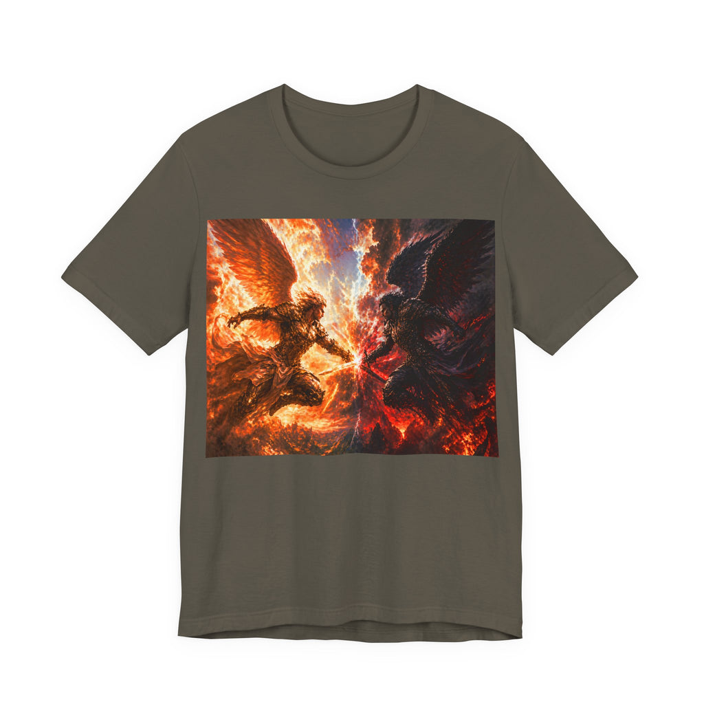 Angel vs Demon Battle T-Shirt — Fiery Fantasy Art Graphic Tee