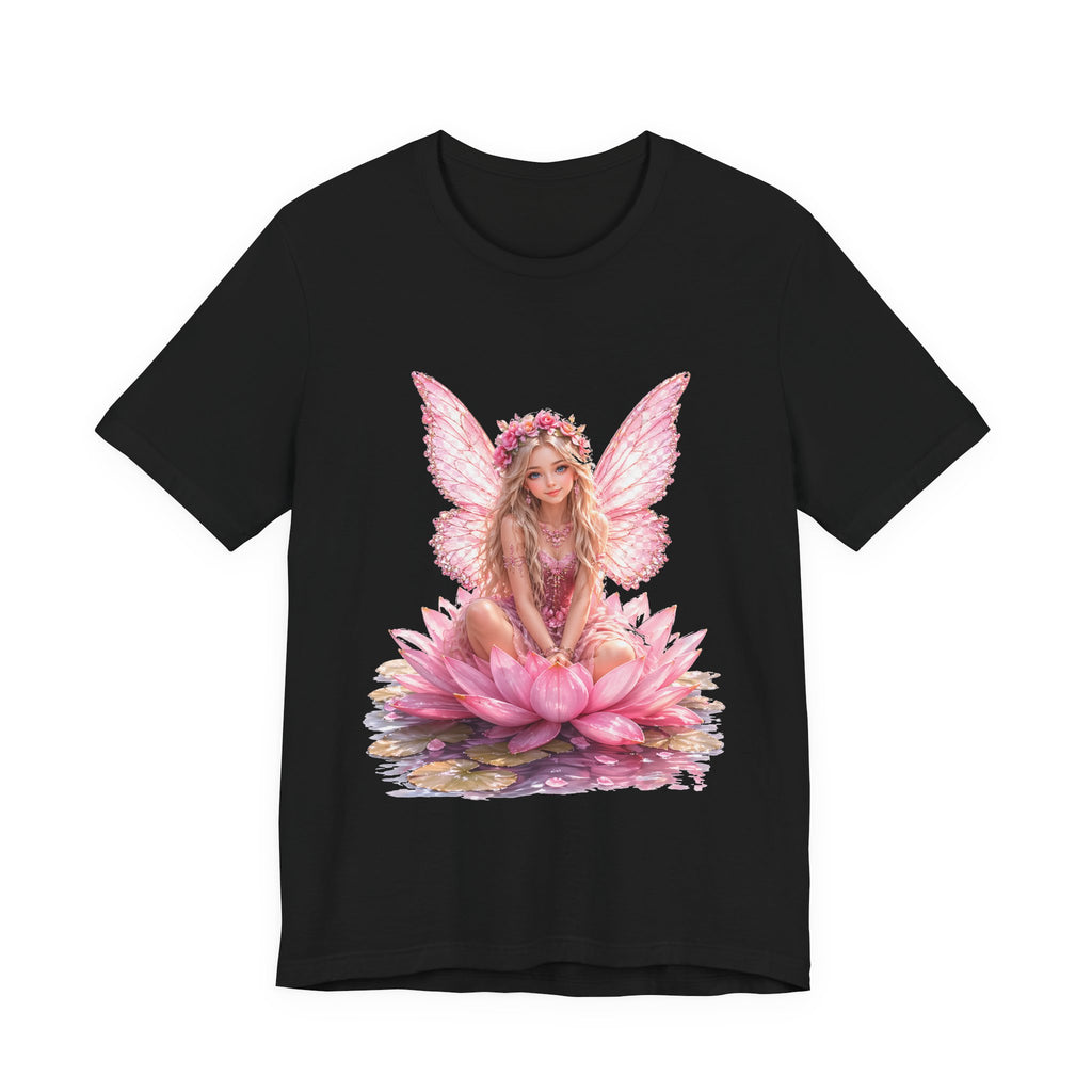 Pink Lotus Fairy T-Shirt — Floral Fairy Sitting on Lotus Graphic Tee