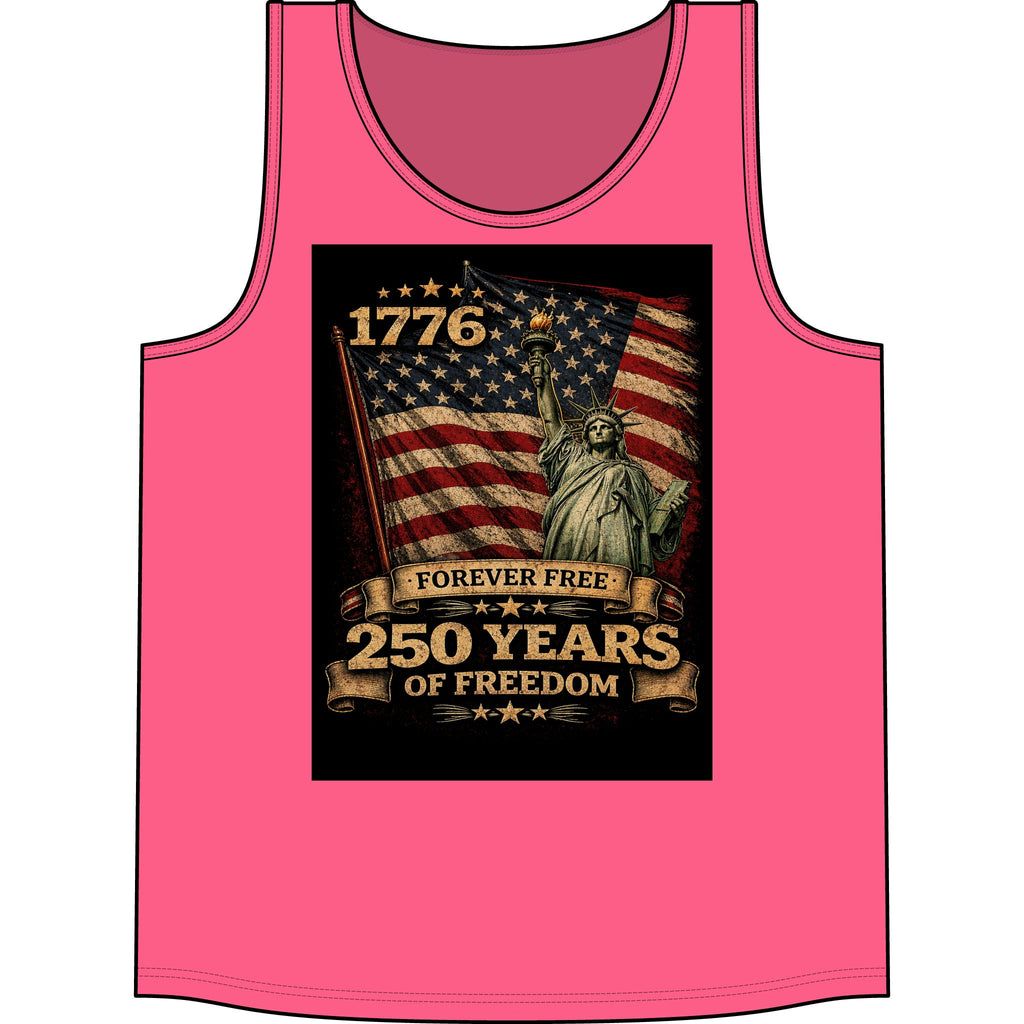 Patriotic 1776 Tank Top — "Forever Free: 250 Years of Freedom" Statue of Liberty & Flag