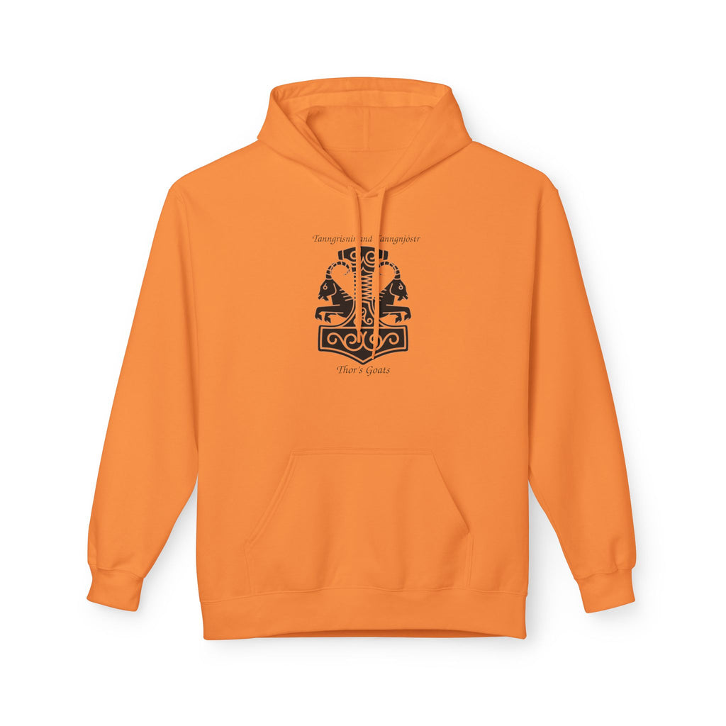 Tanngrisnir and Tanngnjóstr Thors Goats-Viking Shield Rune Hoodie — Norse Crest Graphic Pullover