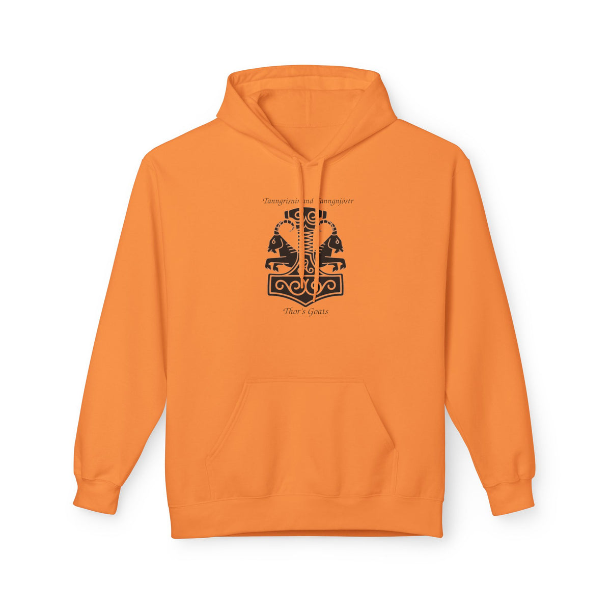 Tanngrisnir and Tanngnjóstr Thors Goats-Viking Shield Rune Hoodie — Norse Crest Graphic Pullover