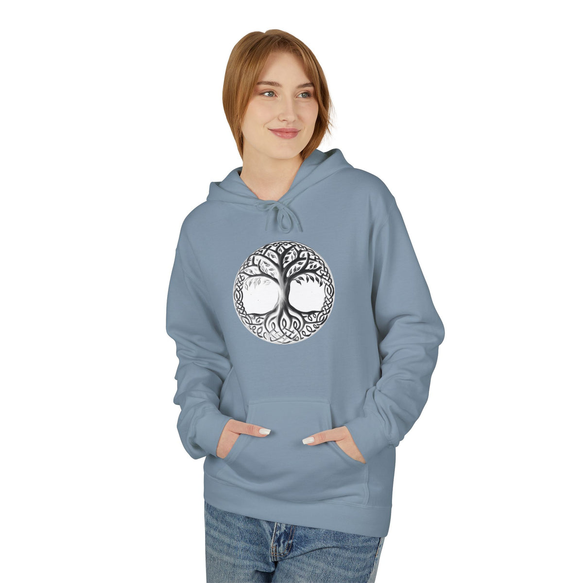 TYggdrasil tree of Life Cotton Hoodie – Intricate Celtic Woodland Symbol Sweatshirt