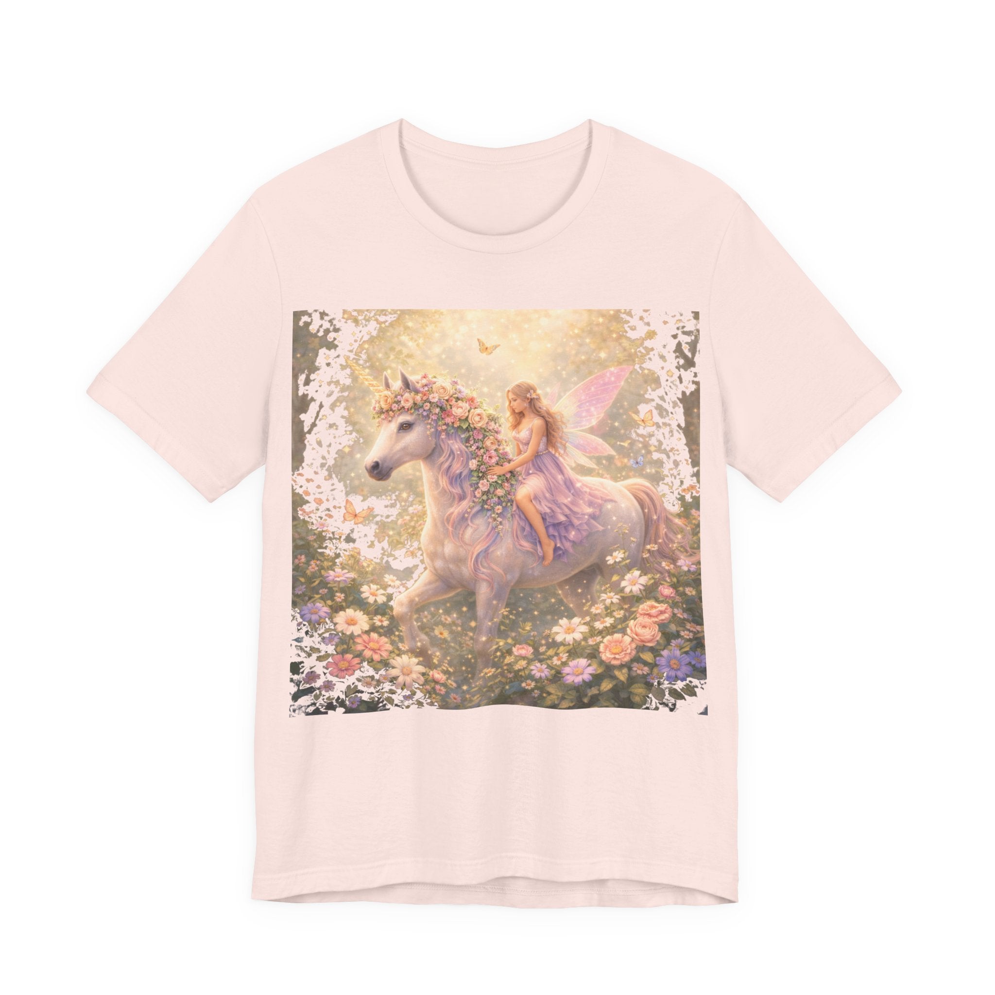 Fairy and Unicorn Tee — Whimsical Garden Fantasy T-Shirt