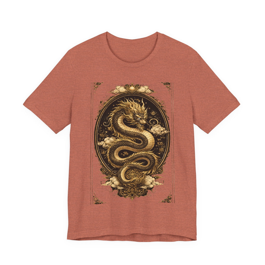 Dragon Oval Graphic Tee — Vintage Gold Snake Illustration T-Shirt