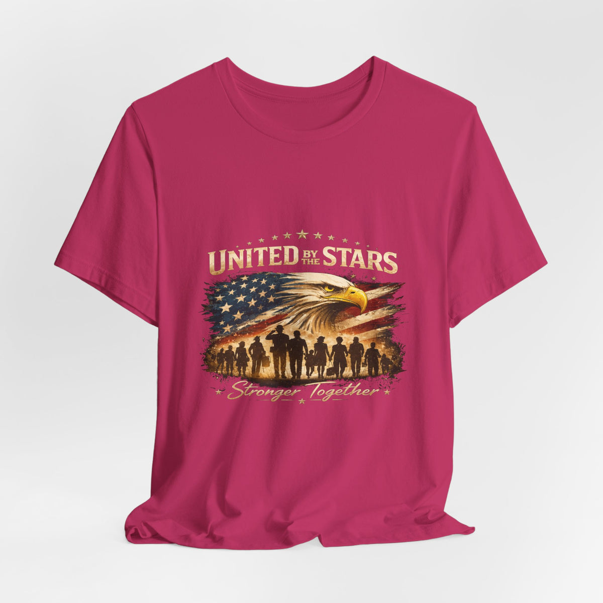 United We Stand T-Shirt – Patriotic Eagle & Soldiers “Stronger Together” Tee
