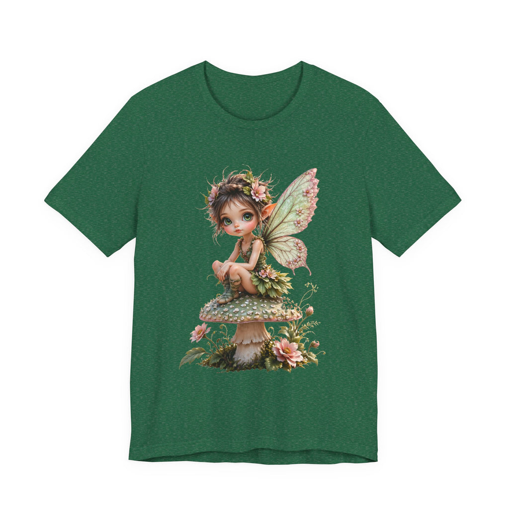 Fairy Mushroom Tee — Cute Woodland Fairy Sitting on Toadstool Graphic T-Shirt