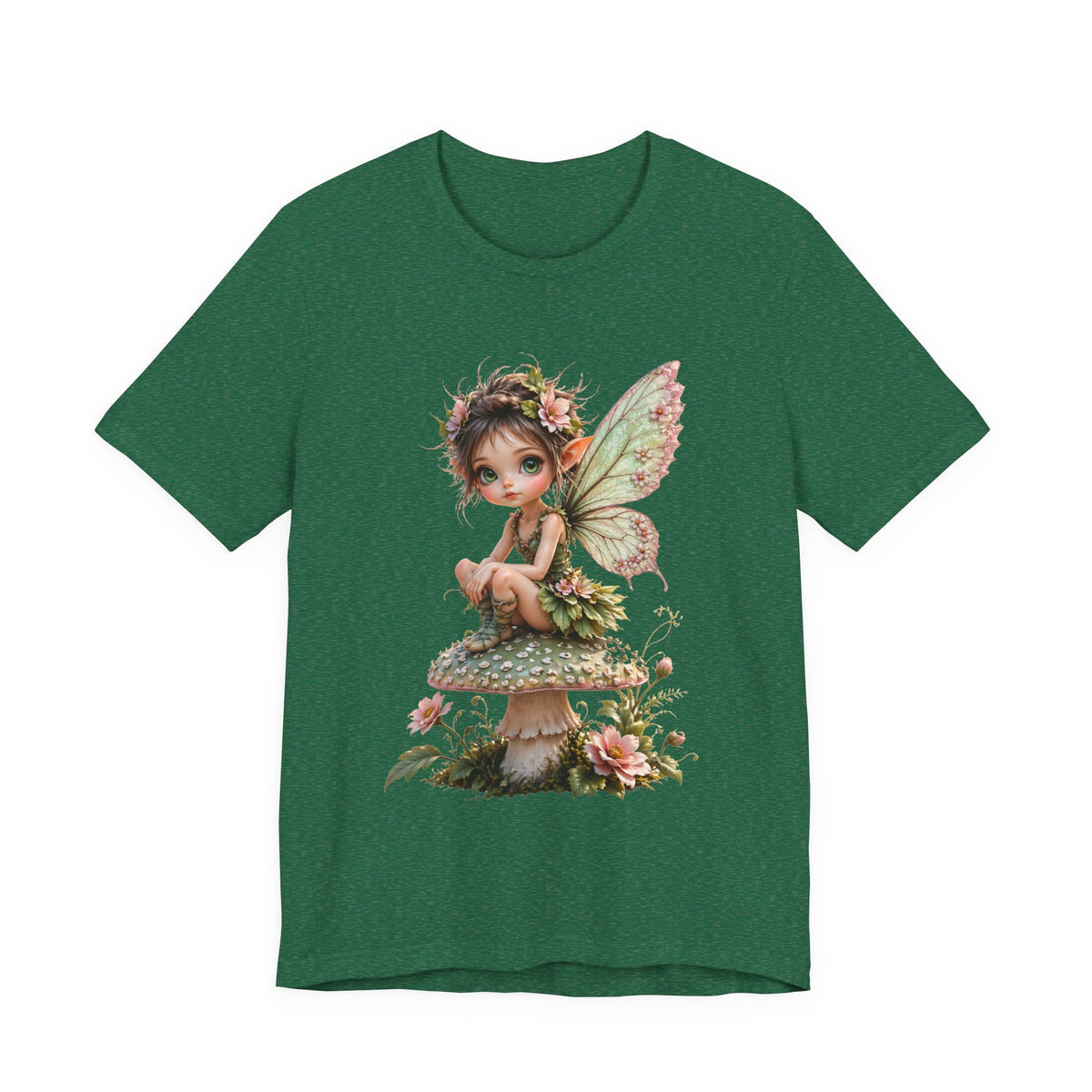 Fairy Mushroom Tee — Cute Woodland Fairy Sitting on Toadstool Graphic T-Shirt