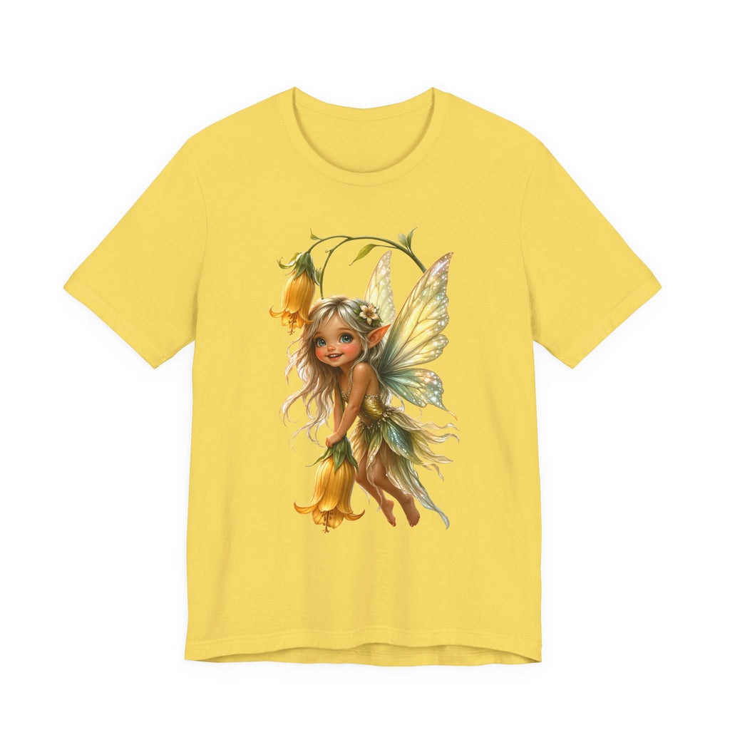 Fairy Flower T-Shirt — Whimsical Yellow Bell Fairy Graphic Tee