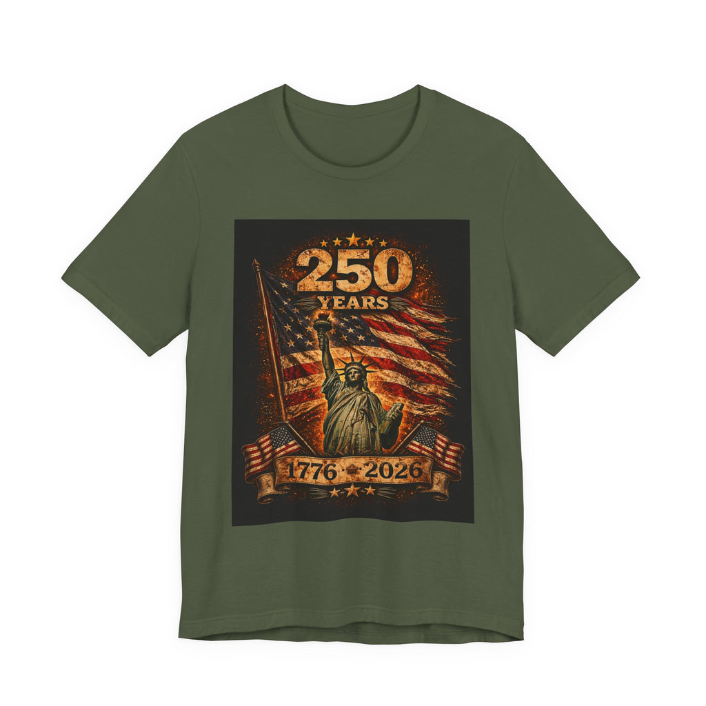 250 Years USA Liberty T-Shirt – 1776-2026 American Flag & Statue of Liberty Tee
