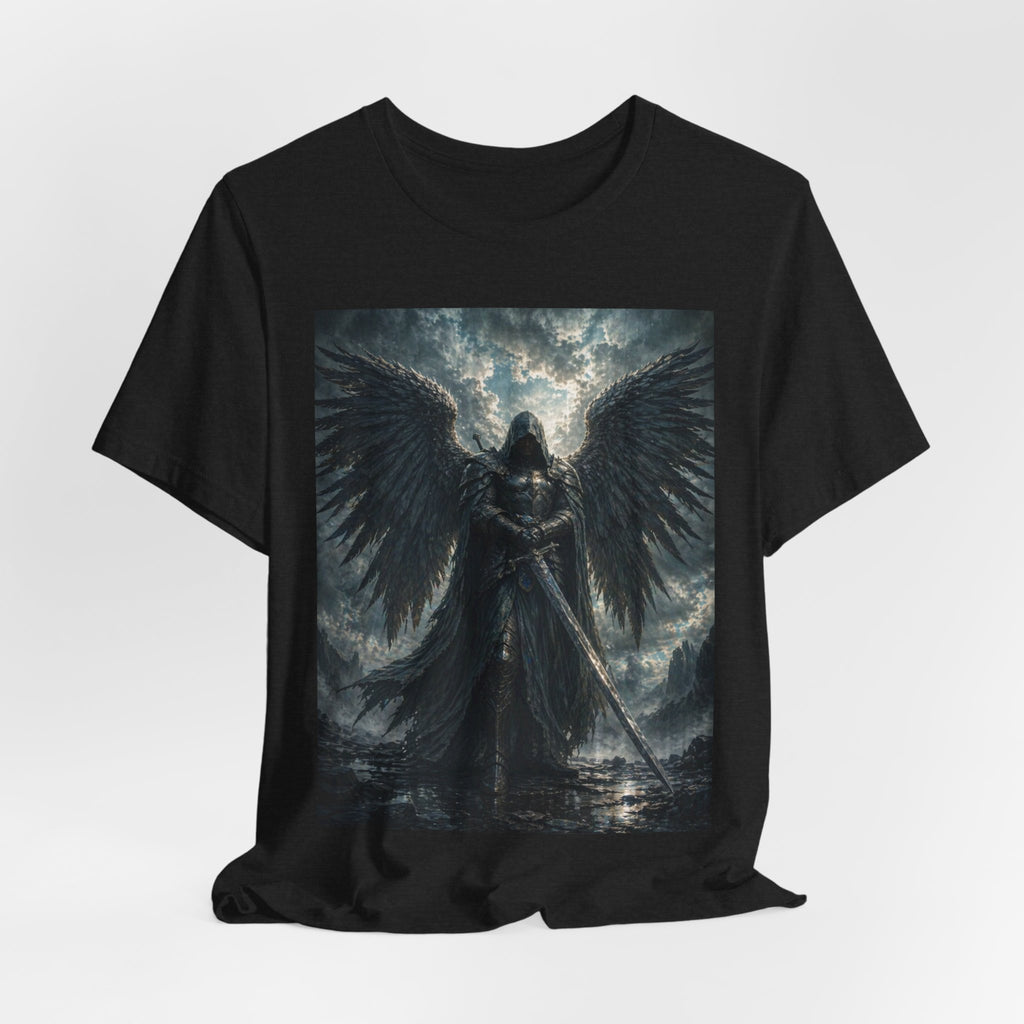 Dark Fallen Angel Graphic Tee — Gothic Warrior Angel T-Shirt